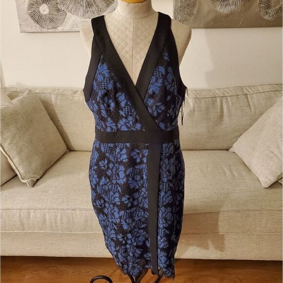 Harlyn Two-Tone Lace Surplice Cocktail Dress sz 2X - Picture 3 of 12